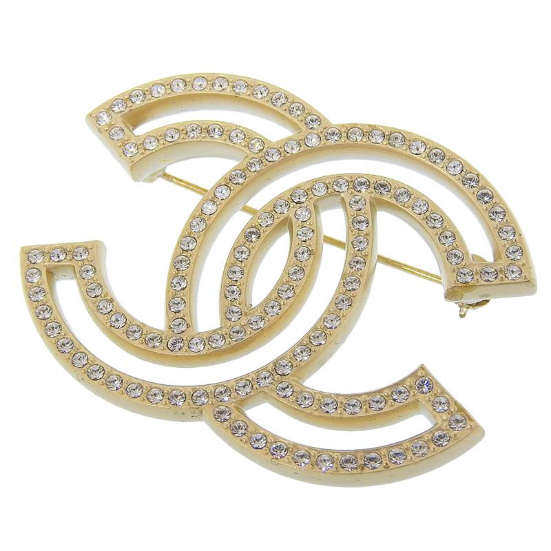 CHANEL（シャネル） ココマーク ブローチ ラインストーン ゴールド色