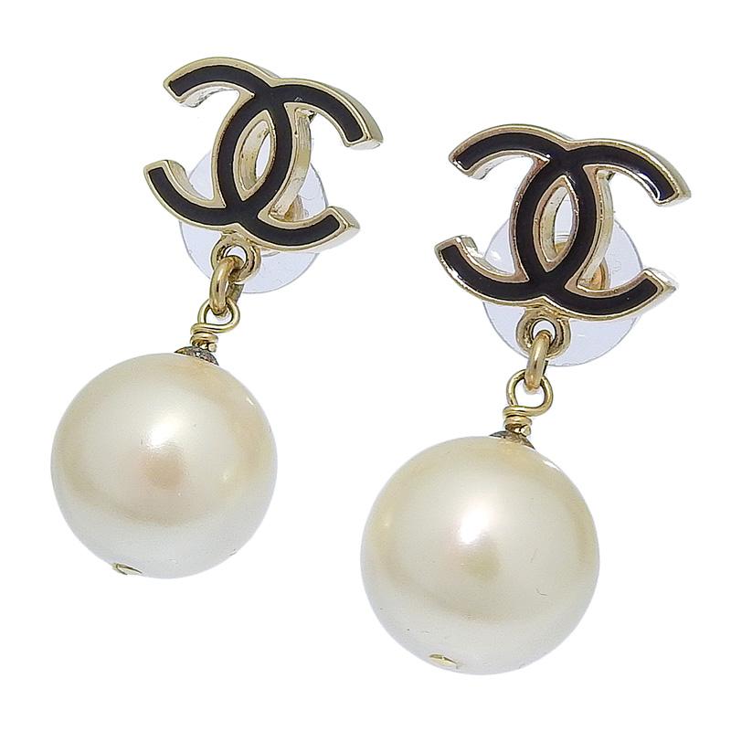 CHANEL（シャネル） ココマーク ピアス フェイクパール ブラック