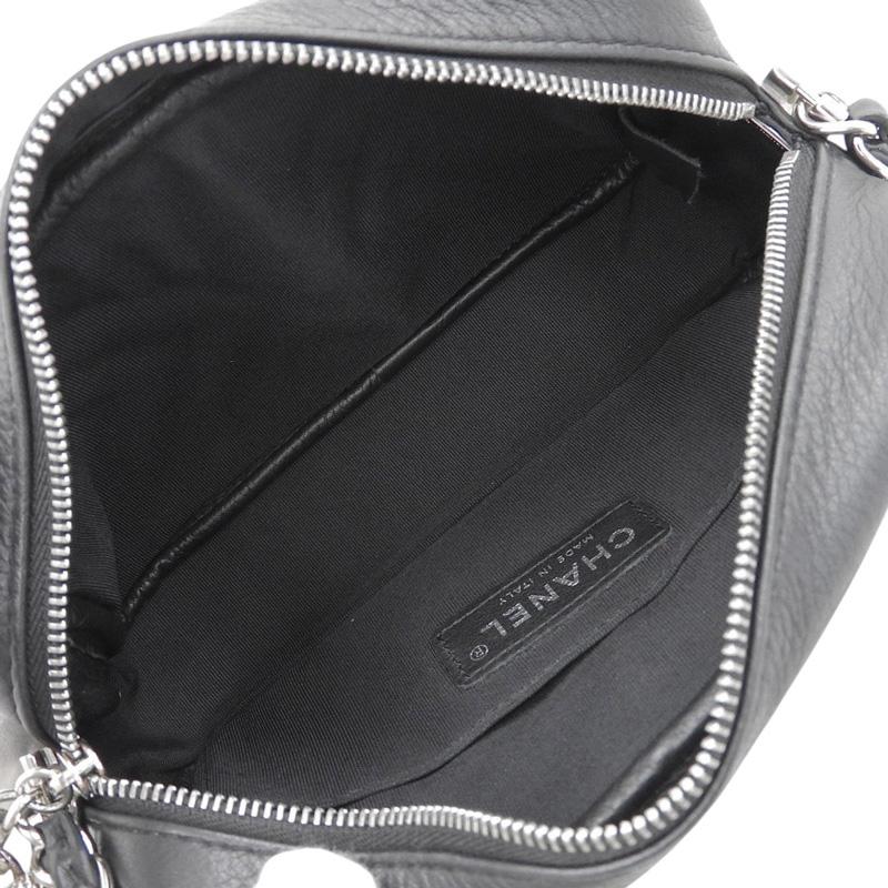 シャネル CHANEL シェブロン Vステッチ フリンジ チェーンショルダー ショルダーバッグ レザー ブラック A57617 25番台 中古 新入荷 CH1011 V Stitch シャネル CHANEL シェブロン Vステッチ フリンジ チェーン