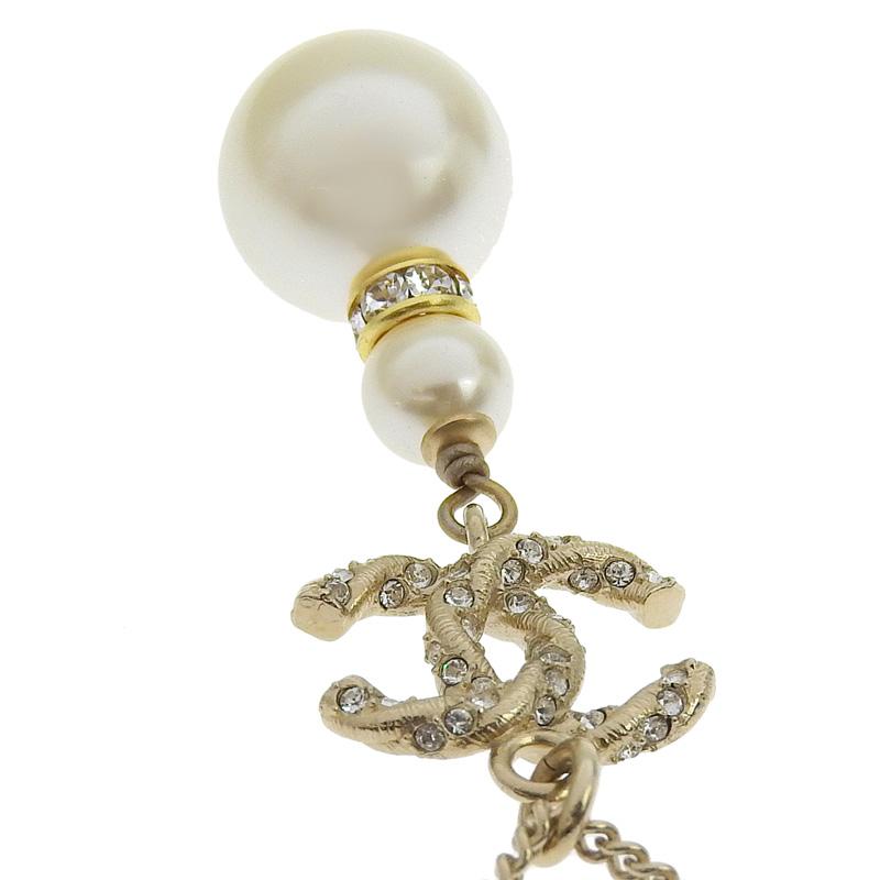美品 CHANEL シャネル ココマーク ラインストーン パール ゴールド CHANEL（シャネル） ネックレス ココマーク ラインストーン フェイク