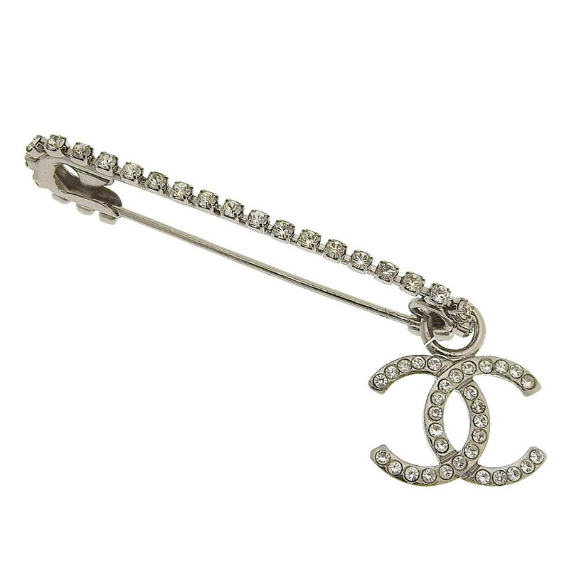 CHANEL シャネル ブローチ ココマーク ラインストーン シルバー