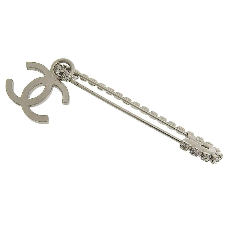 CHANEL　シャネルブローチ ラインストーンココマーク シルバー CHANEL ココマーク ブローチ シルバー GP ラインストーン フェイク