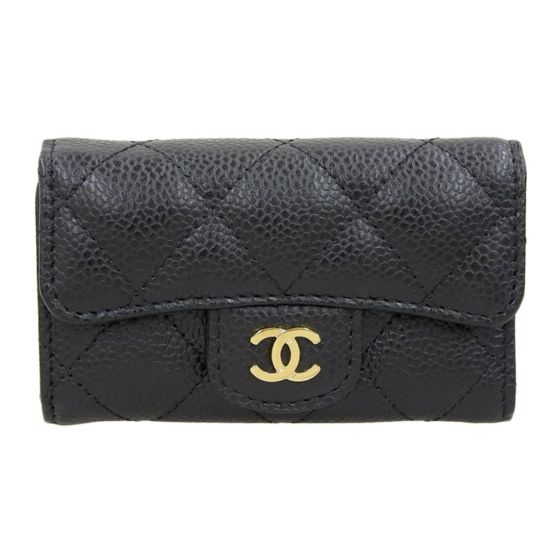 CHANEL シャネル 6連キーケース マトラッセ キャビアスキン A31503 マトラッセ シャネル CHANEL キーケース 6連 キャビアスキン ブラック