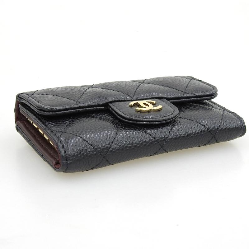 CHANEL キャビアスキン　ブラック キーケース6連 CHANEL シャネル キャビアスキン キーケース 6連 ブラック ココ