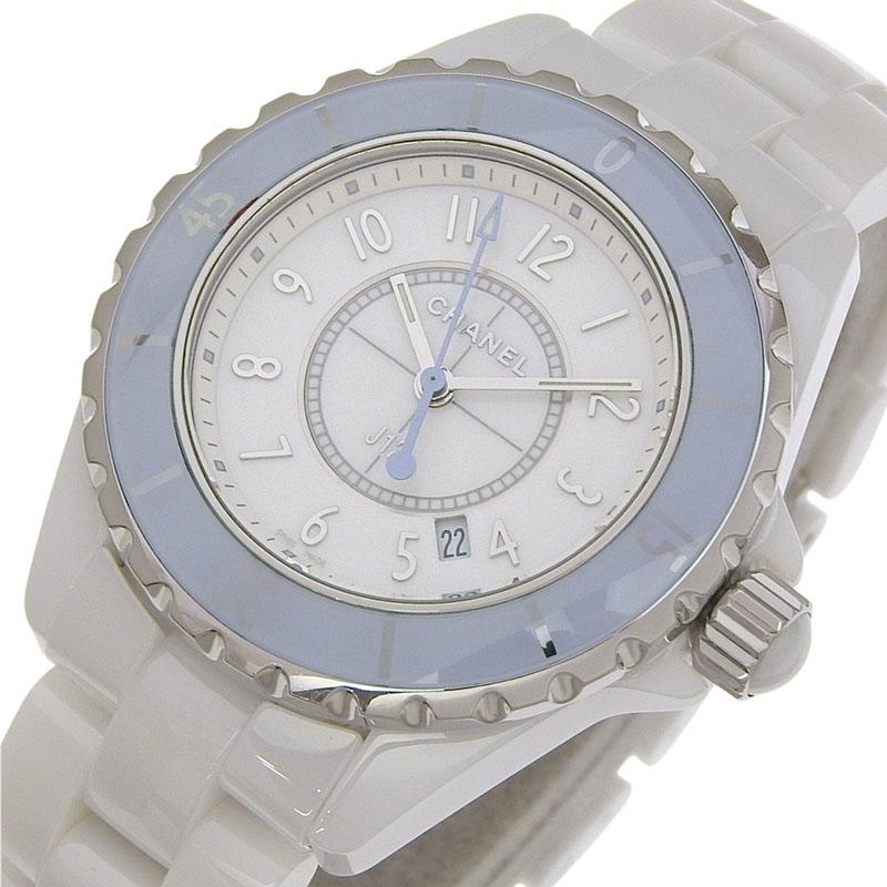 シャネル CHANEL J12 レディース クォーツ 腕時計 セラミック/SS ソフトブルー ホワイト文字盤 H4340 世界限定1200本 中古 新入荷 CH1057 J12 シャネル CHANEL レディース クォーツ 腕時計 セラミック/SS