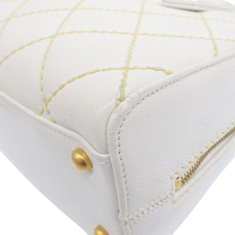 【鑑定済】シャネル　ハンドバッグ　ショルダーバッグ　ワイルドステッチ　ホワイト ワイルドステッチ シャネル CHANEL ハンドバッグ レザー ホワイト 中古