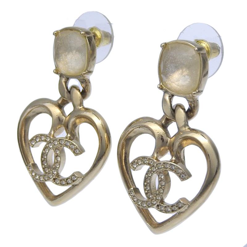 CHANEL（シャネル） ココマーク ハート ピアス GP ラインストーン