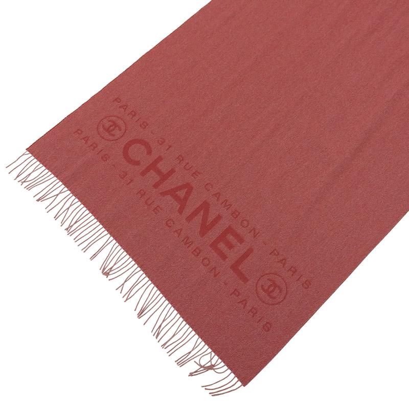 シャネル CHANEL ストール ショール カシミア レッド ストール 中古 新入荷 CH1138 CHANEL（シャネル） ストール ショール カシミア レッド ストール 中古