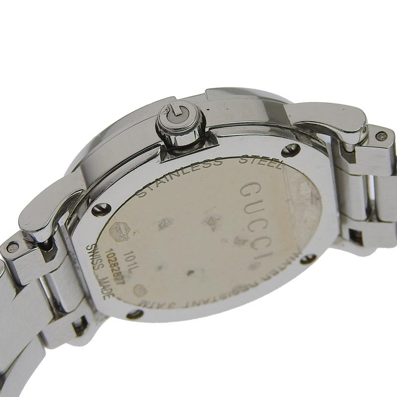 グッチ GUCCI Gラウンド レディース クォーツ 腕時計 SS ブラック文字盤 101L/YA101505 中古 新入荷 GU0316 GUCCI（グッチ） GUCCI Gラウンド レディース クォーツ 腕時計 SS