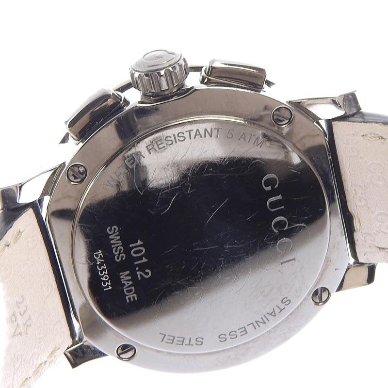 グッチ GUCCI 時計 Gタイムレス クロノグラフ メンズ クォーツ 腕時計 SS 革 ブラック文字盤 101.2 YA101205 中古 新入荷 GU0333 G-Timeless グッチ GUCCI 時計 Gタイムレス クロノグラフ メンズ