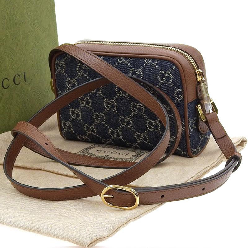 グッチ GUCCI オフィディア ショルダーバッグ ミニバッグ GGジャカードデニム ブルー ブラウン 517350 美品 新入荷 GU0336 GUCCI（グッチ） オフィディア ショルダーバッグ ミニバッグ GGジャ