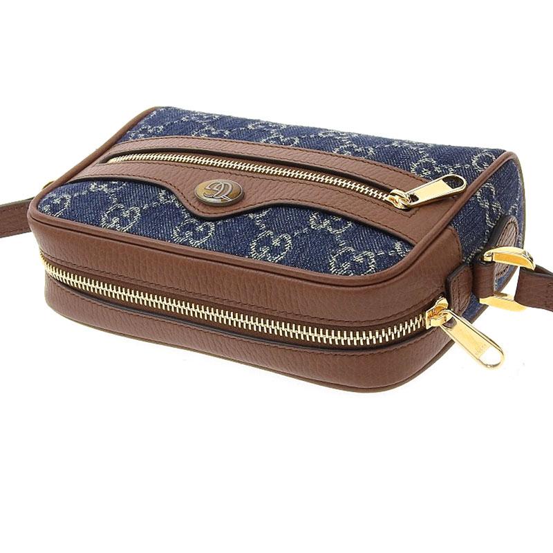 グッチ GUCCI オフィディア ショルダーバッグ ミニバッグ GGジャカードデニム ブルー ブラウン 517350 美品 新入荷 GU0336 GUCCI（グッチ） オフィディア ショルダーバッグ ミニバッグ GGジャ