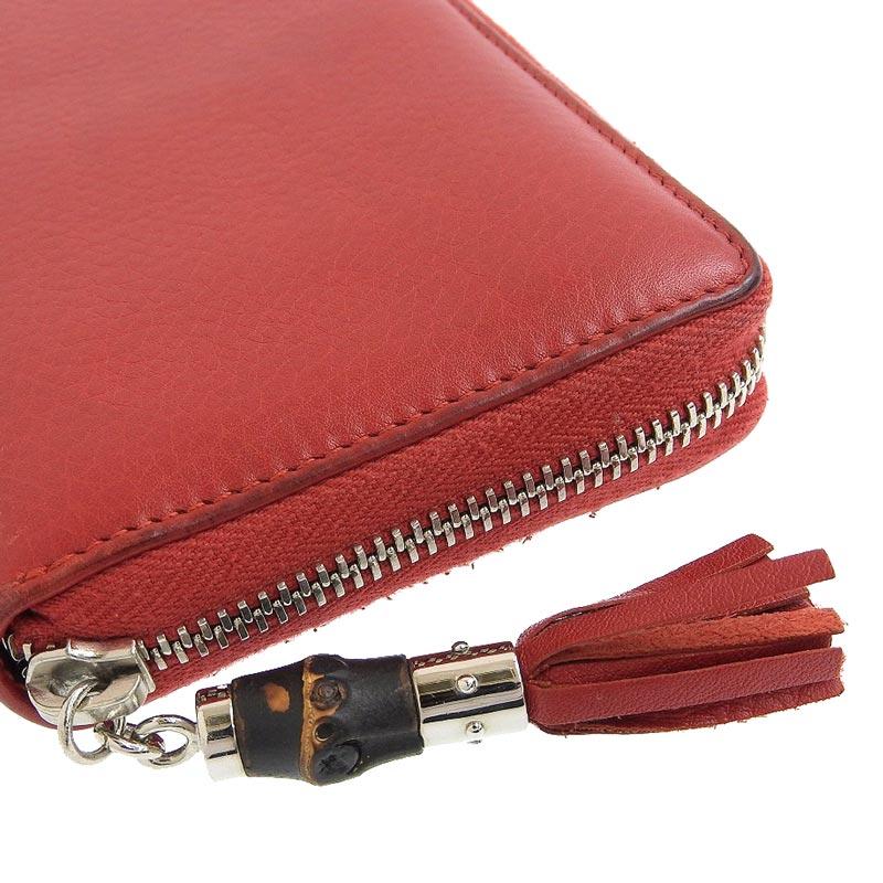 グッチ GUCCI ラウンドファスナー 長財布 レザー レッド 長財布 307984