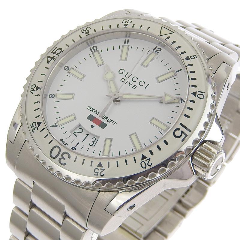 GUCCI（グッチ） ダイヴ DIVE メンズ クォーツ 腕時計 SS ホワイト文字
