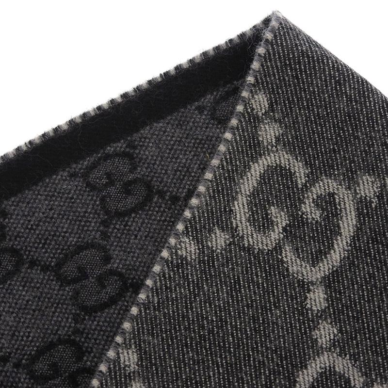 GUCCI（グッチ） マフラー GGジャガード ウール グレー ブラック