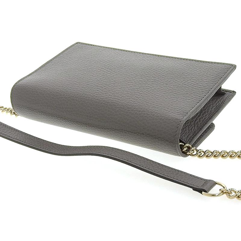 グッチ GUCCI インターロッキングG ショルダーバッグ チェーンウォレット レザー グレー 615523 美品 新入荷 GU0476 GUCCI（グッチ） インターロッキングG ショルダーバッグ チェーン
