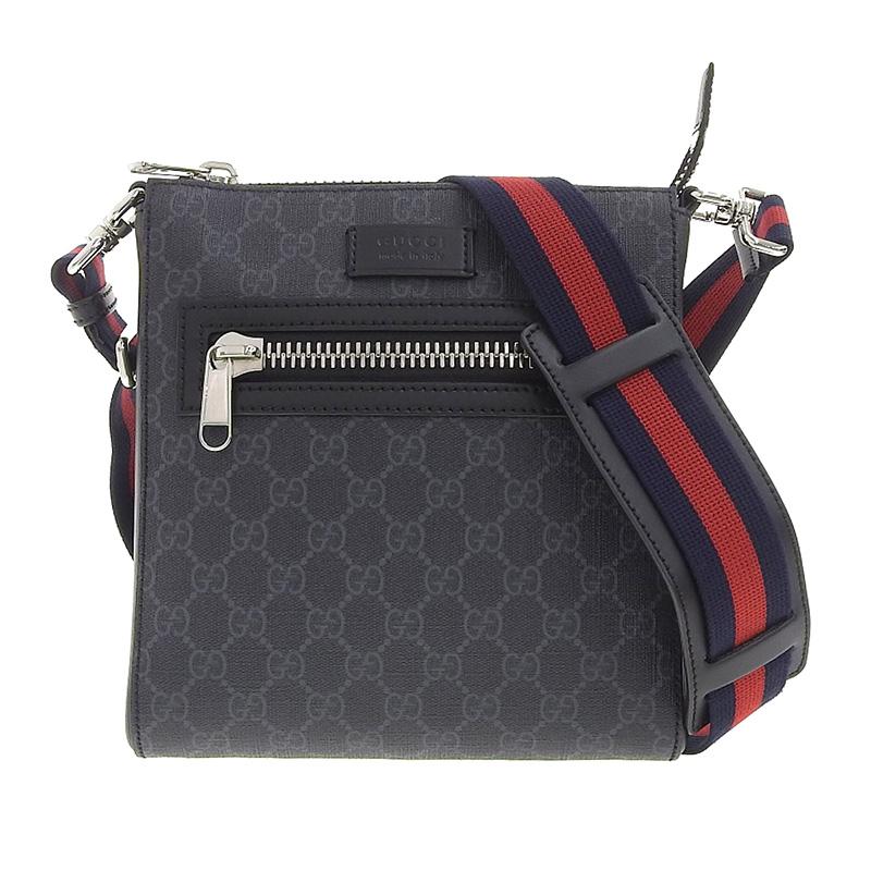 美品　GUCCI グッチ　ショルダーバッグ　GGスプリーム　カメラバッグ　革ロゴ GUCCI グッチ GGスプリーム スモールメッセンジャーバッグ