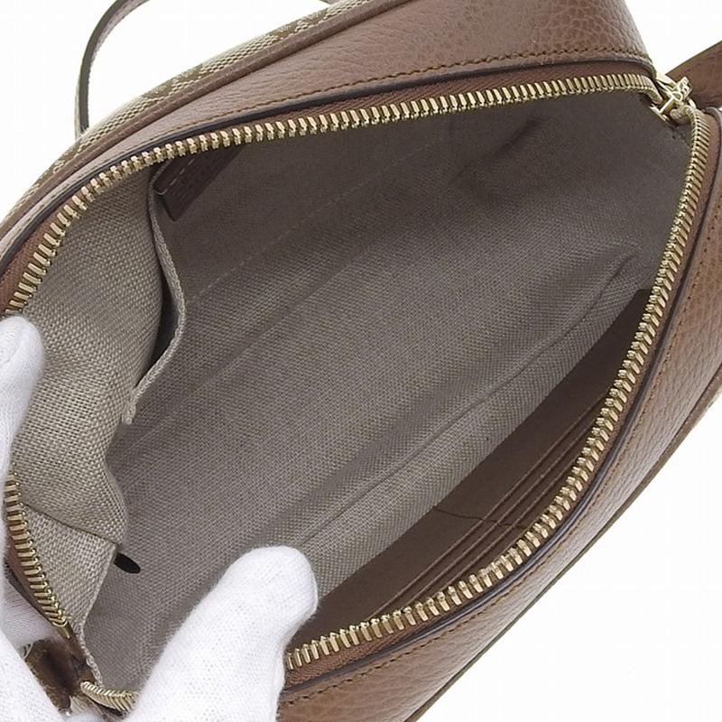 グッチ GUCCI GGキャンバス ショルダーバッグ 斜め掛けショルダー レザー ベージュ/ブラウン 449413 美品 新入荷 GU0485 GGキャンバス グッチ GUCCI ショルダーバッグ 斜め掛けショルダー
