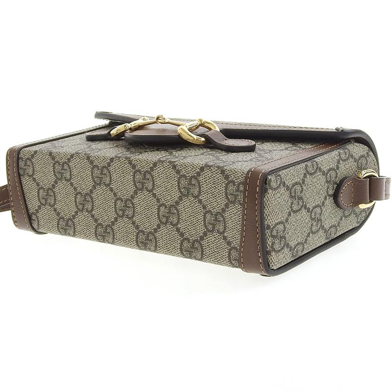 グッチ GUCCI GGスプリーム ホースビット1955 ショルダーバッグ ミニバッグ ベージュ/エボニー 699296 美品 新入荷 GU0488 GUCCI（グッチ） GUCCI GGスプリーム ホースビット1955 ショルダー