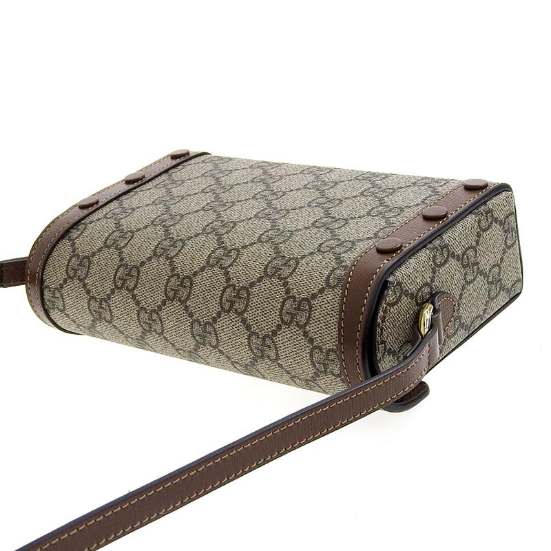 グッチ GUCCI GGスプリーム ホースビット1955 ショルダーバッグ ミニバッグ ベージュ/エボニー 699296 美品 新入荷 GU0488 グッチ ホースビット 1955〕ミニバッグ ・ベージュ＆ホワイト GG