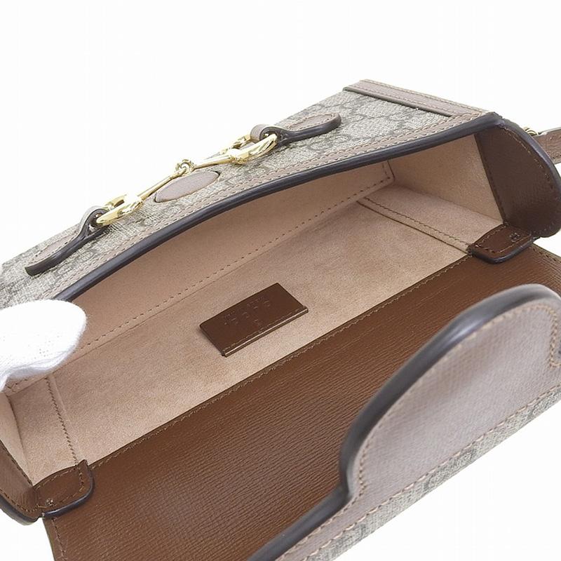 グッチ GUCCI GGスプリーム ホースビット1955 ショルダーバッグ ミニバッグ ベージュ/エボニー 699296 美品 新入荷 GU0488 GUCCI（グッチ） GUCCI GGスプリーム ホースビット1955 ショルダー