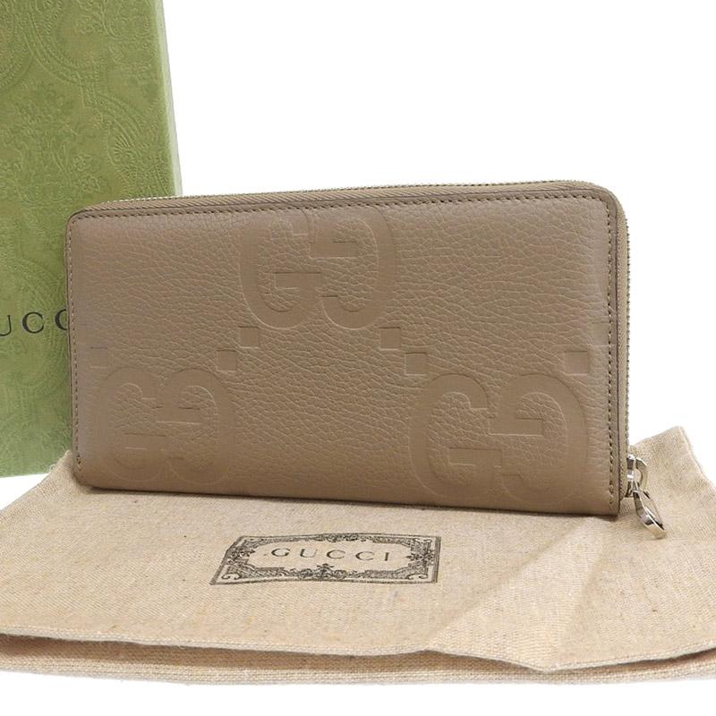 グッチ GUCCI ジャンボGG 長財布 ジップアラウンドウォレット レザー トープ 739484 美品 新入荷 GU0523