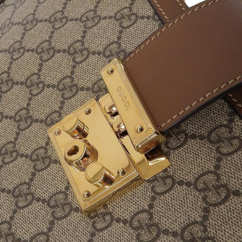 グッチ GUCCI GGスプリーム GGミディアム ショルダーバッグ レザー ベージュ ブラウン 479197 中古 新入荷 GU0555 GG グッチ GUCCI GGスプリーム GGミディアム ショルダーバッグ レザー