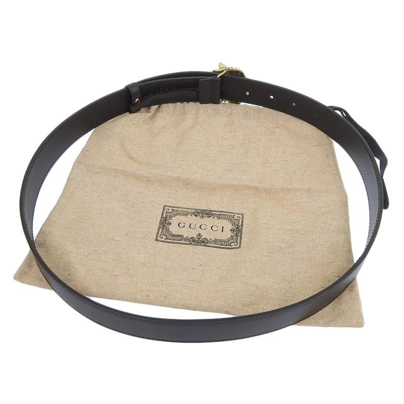 ラジャ グッチ GUCCI タイガーヘッド ベルト GP/レザー ブラック  