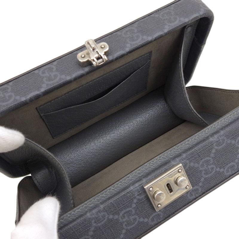 グッチ GUCCI GGスプリーム カットアウト インターロッキングG ショルダーバッグ レザー ブラック グレー 725341 中古 新入荷 GU0570 GUCCI（グッチ） GUCCI GGスプリーム カットアウト インターロッキング