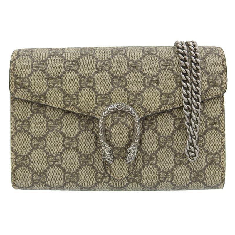 グッチ GUCCI GGスプリーム ディオニュソス チェーンショルダーバッグ チェーンウォレット ベージュ/エボニー 401231 中古 新入荷 GU0573 GUCCI（グッチ） GUCCI GGスプリーム ディオニュソス チェーン