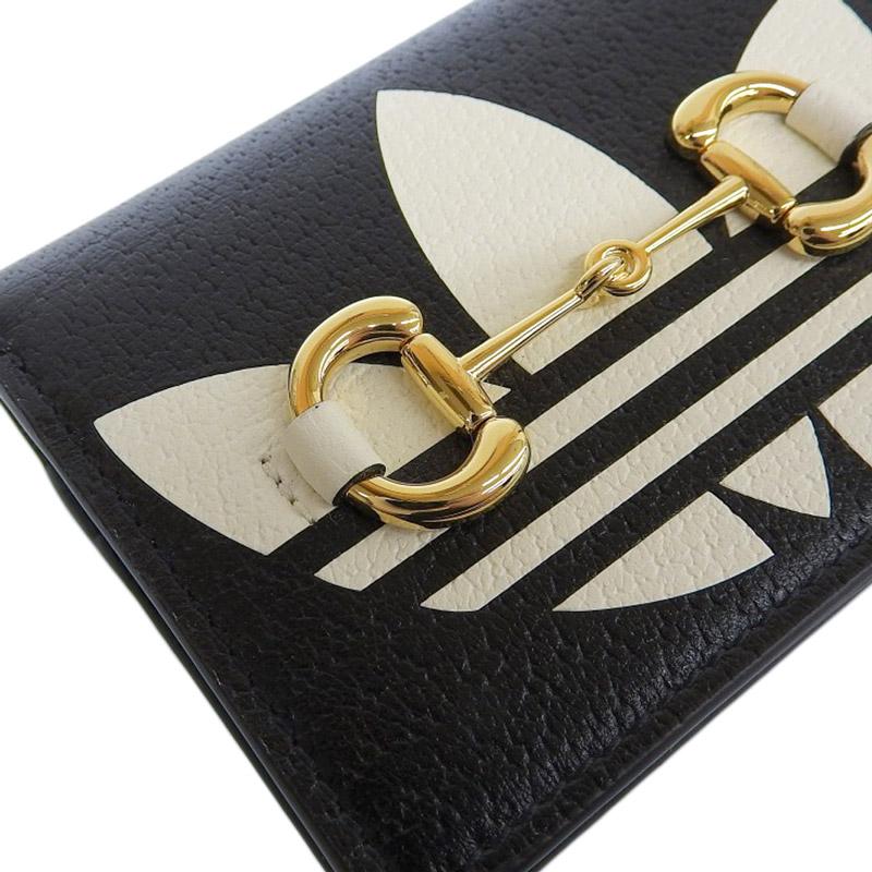 グッチ GUCCI アディダスコラボ ショルダーウォレット レザー ブラック/ホワイト 702248 美品 新入荷 GU0586 ADIDAS X GUCCI グッチ GUCCI アディダスコラボ ショルダーウォレット