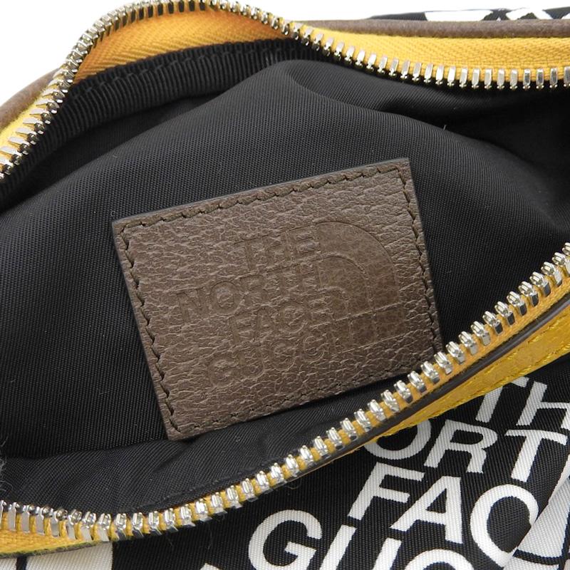 グッチ GUCCI ノースフェイスコラボ ボディバッグ ウエストバッグ ナイロン/レザー ブラック/イエロー 650299 中古 新入荷 GU0605 GUCCI（グッチ） ノースフェイスコラボ ボディバッグ ウエストバッグ