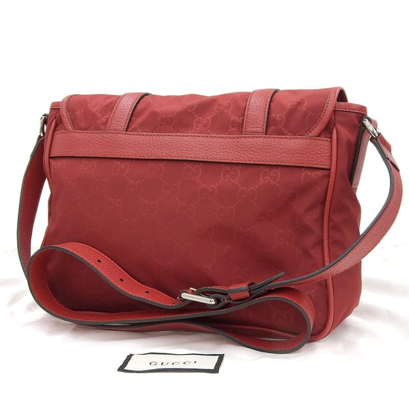 グッチ GUCCI グッチシマ GG ショルダーバッグ 斜め掛けショルダー ナイロン/レザー レッド 510335 中古 新入荷 GU0615 GUCCI（グッチ） グッチシマ GG ショルダーバッグ 斜め掛けショルダー