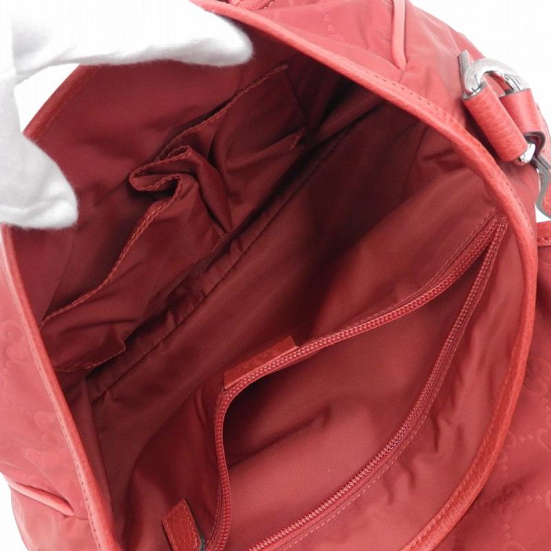 グッチ GUCCI グッチシマ GG ショルダーバッグ 斜め掛けショルダー ナイロン/レザー レッド 510335 中古 新入荷 GU0615 GUCCI（グッチ） グッチシマ GG ショルダーバッグ 斜め掛けショルダー