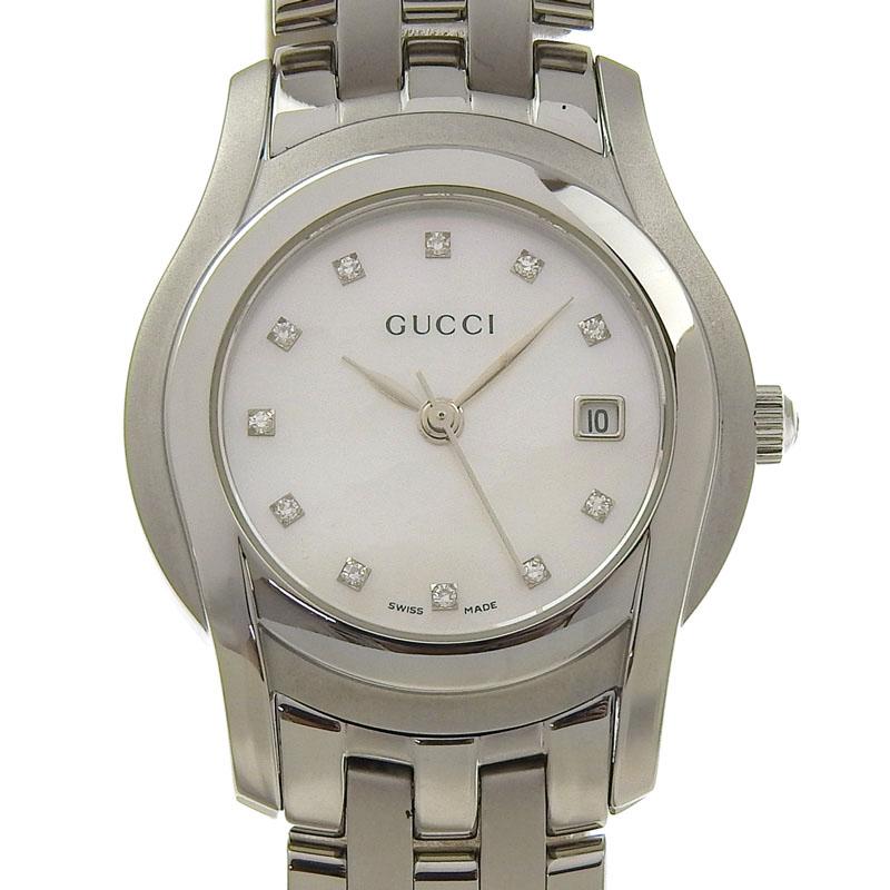 GUCCI（グッチ） レディース クォーツ 腕時計 11Pダイヤ SS シェル文字