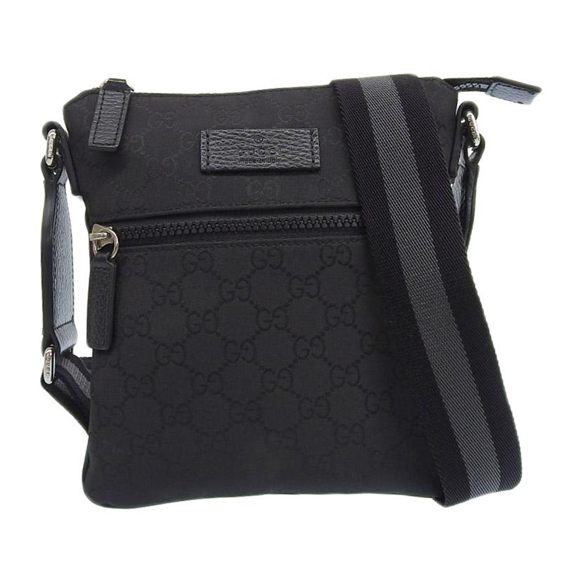 GG グッチ GUCCI ショルダーバッグ ナイロン/レザー ブラック 449183