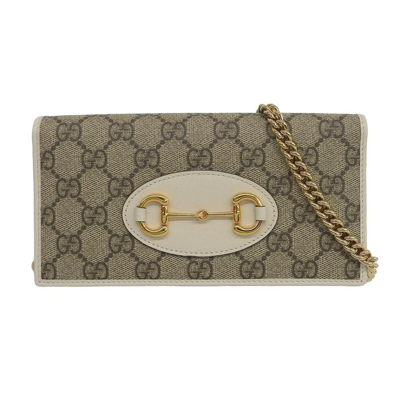グッチ GUCCI ホースビット1955 チェーンウォレット GGスプリーム ベージュ ホワイト 621892 美品 新入荷 GU0634 Gucci Horsebit 1955 グッチ GUCCI ホースビット1955 チェーン