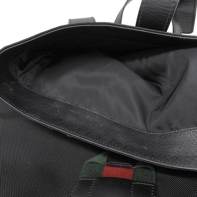 グッチ GUCCI シェリーライン バックパック リュックサック キャンバス レザー ブラック 619749 中古 新入荷 GU0672_4