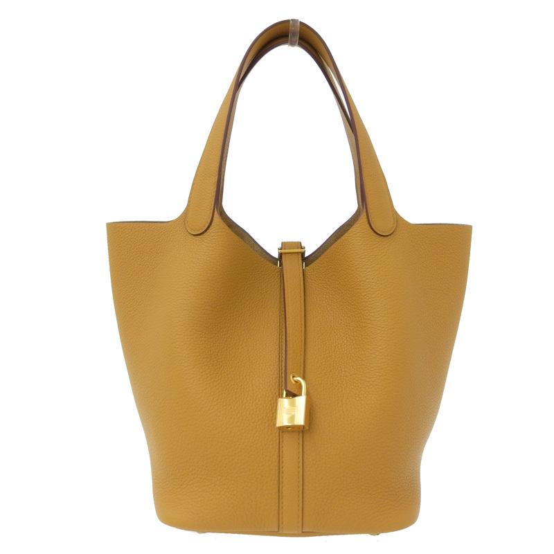 エルメス HERMES ピコタンロックMM ハンドバッグ トゴ マスタード系 