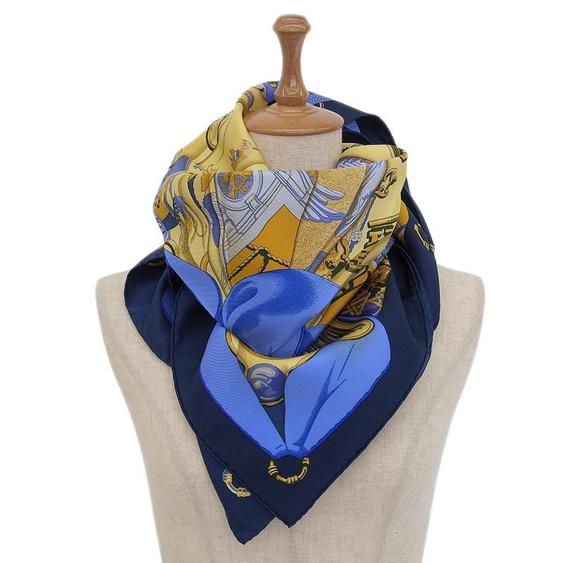 HERMES カレ90 シルク スカーフ 太陽デザイン HERMES エルメス CARRE 90 カレ 90 soleil de soie シルクの太陽