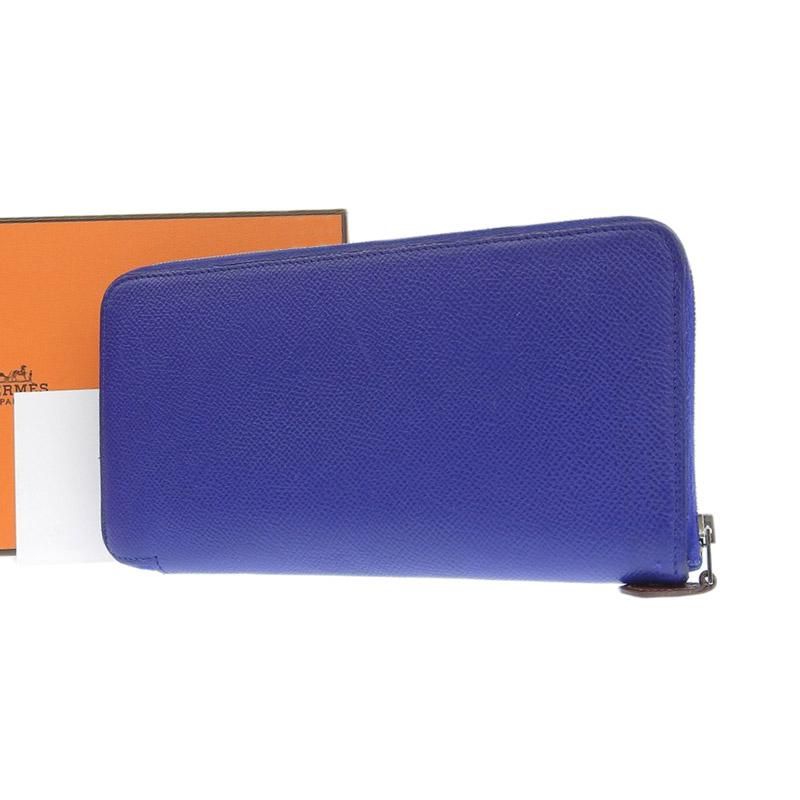 エルメス HERMES アザップロングシルクイン 長財布 ラウンドファスナー レザー ブルー C刻印 2018年 中古 新入荷 HE0805 Azap エルメス HERMES アザップロングシルクイン 長財布 ラウンド