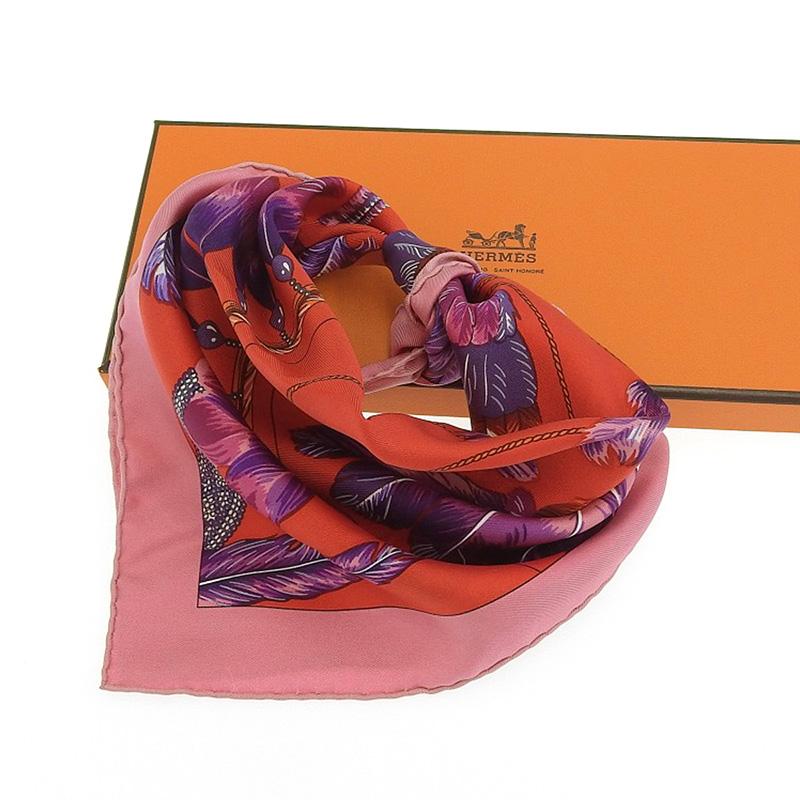 HERMES エルメス カレ40 スカーフ シルク レッド/ピンク 中古 新 HERMES エルメス カレ40 スカーフ シルク レッド/ピンク 中古 新