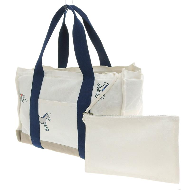 HERMES エルメス アダダ トートバッグ マザーズバッグ コットン ブルー