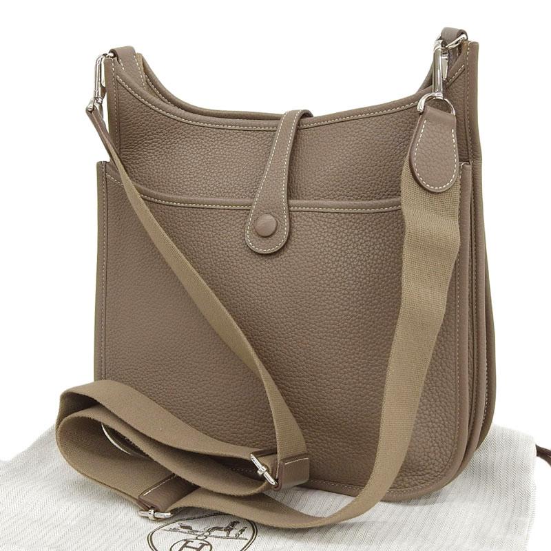 エルメス HERMES エヴリン3PM ショルダーバッグ トリヨンクレマンス エトゥープ □R刻印 2014年 SV金具 中古 新入荷 HE0854 エヴリン エルメス HERMES エヴリン3PM ショルダーバッグ トリヨン