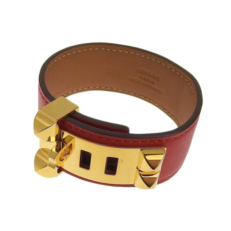 HERMES（エルメス） コリエ・ド・シアン24 ブレスレット レザー レッド 
