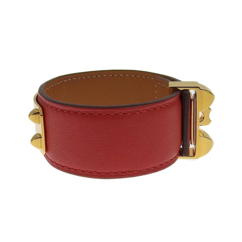 HERMES（エルメス） コリエ・ド・シアン24 ブレスレット レザー レッド