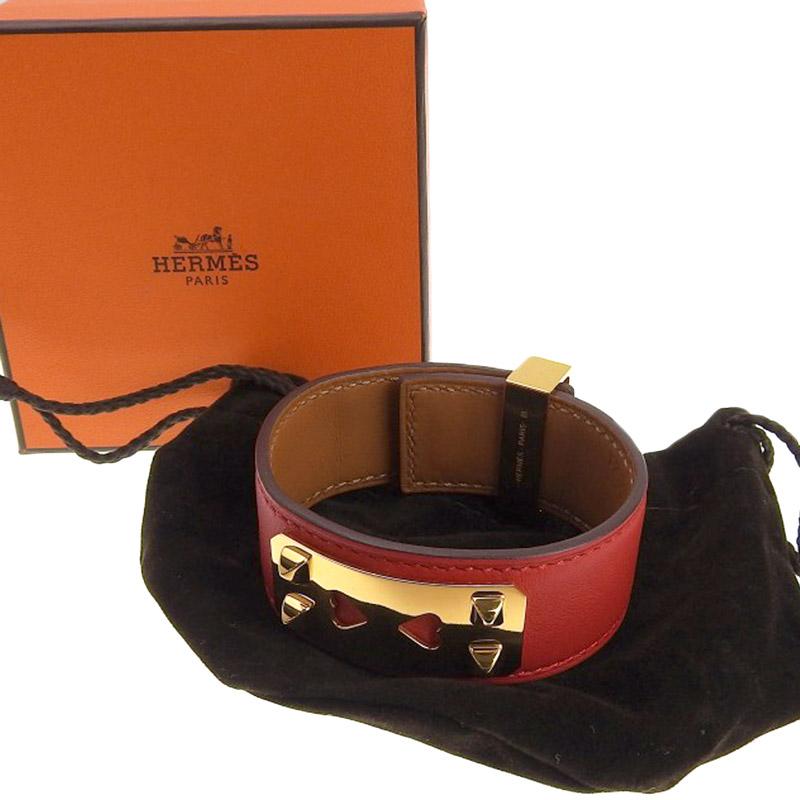 HERMES（エルメス） コリエ・ド・シアン24 ブレスレット レザー レッド