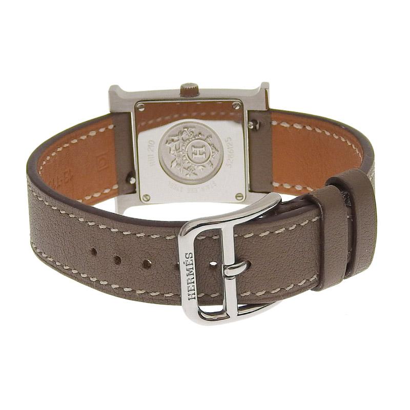 エルメス HERMES Hウォッチ レディース クォーツ 腕時計 SS/革 ホワイト文字盤 HH1.210 中古 新入荷 HE0868 H Watch エルメス HERMES Hウォッチ レディース クォーツ 腕時計 SS/革