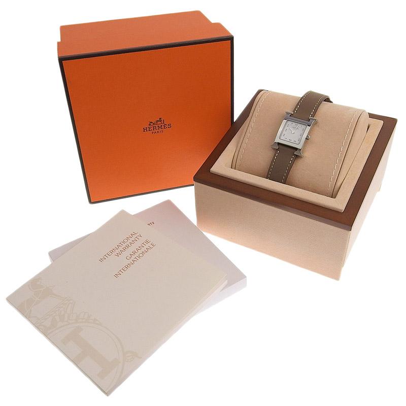 エルメス HERMES Hウォッチ レディース クォーツ 腕時計 SS/革 ホワイト文字盤 HH1.210 中古 新入荷 HE0868 H Watch エルメス HERMES Hウォッチ レディース クォーツ 腕時計 SS/革