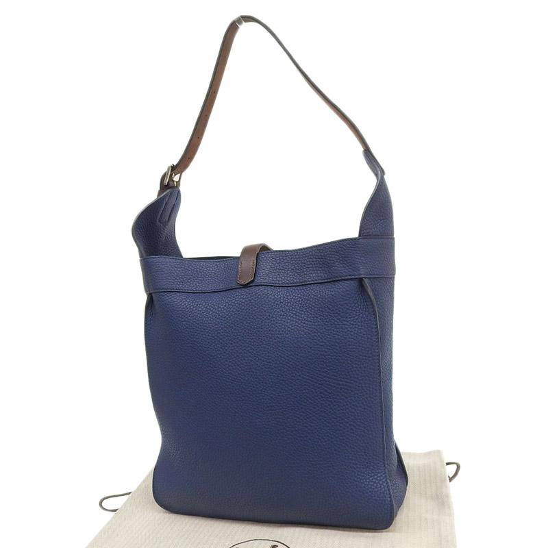 エルメス HERMES マルワリPM ショルダーバッグ レザー ブルー/ブラウン  